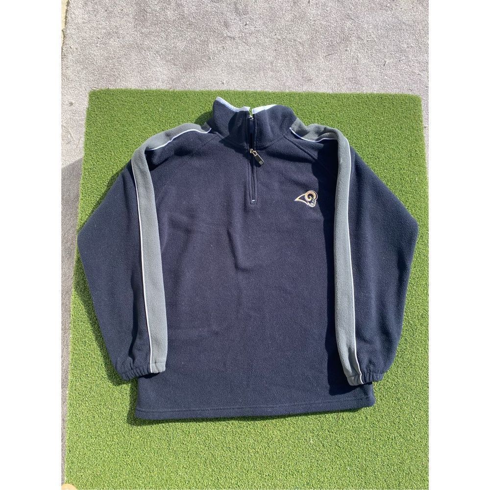 Vintage LA St Louis Rams Mens Medium Quarter Zip Fleece Jacket Pullover Blue Poc - Picture 1 of 6